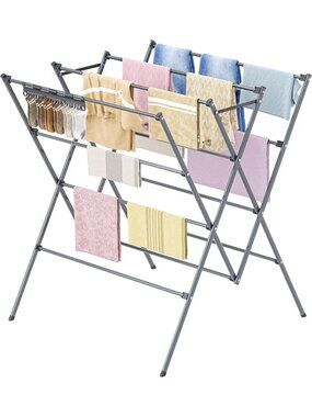 New Drying Rack Clothing,12 Drying Poles with Sock Clips Clothes Drying Rack